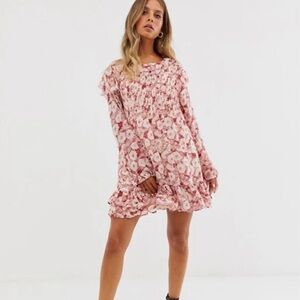 FREE PEOPLE These Dreams Mini Dress Red Tea Combo. Sz medium-Excellent condition